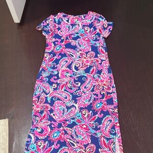 Lilly Pulitzer Vibrant Pink and Blue Maxi Dress